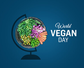 World Vegan Day- vegetarian day with various vegetable concepts. World diabetes day. Vegetables for a healthy life. Diabetes monitor, Cholesterol diet and healthy food 