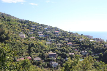 Fototapeta na wymiar village in the mountains of island
