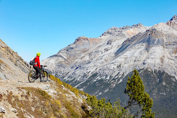 Fototapeta na wymiar mountain bike excursion in Trela Valley in Valtellina, Italy