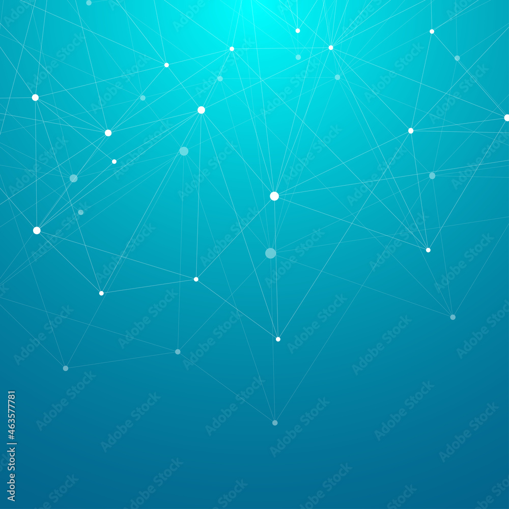 Poster Abstract plexus background with connected lines and dots. Wave flow. Plexus geometric effect Big data with compounds. Lines plexus, minimal array. Digital data visualization, illustration