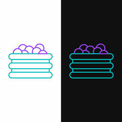 Line Pool with balls icon isolated on white and black background. Colorful outline concept. Vector