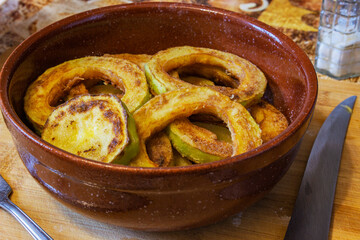 Korean food Pumpkin Pancake, hobak jeon 