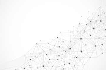 Global network connections with points and lines. Wireframe background. Abstract connection structure. Polygonal space background, illustration