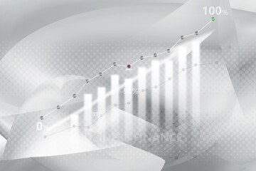 Gray finance graph pattern with white line motion and network connection backdrop wallpaper. Clean Grey geometric background.