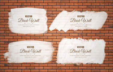 White brush stroke on brown block brick wall pattern texture background