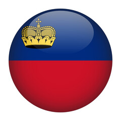 Obraz premium Liechtenstein 3D Rounded Country Flag button Icon