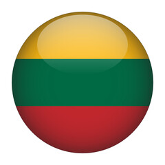 Lithuania 3D Rounded Country Flag button Icon