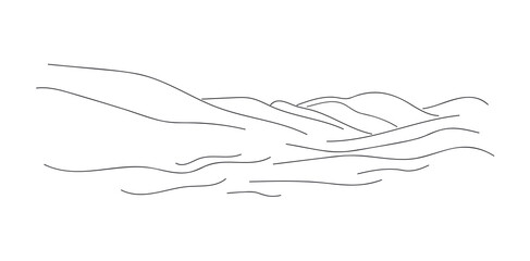 mountain landscape line drawing vector illustration