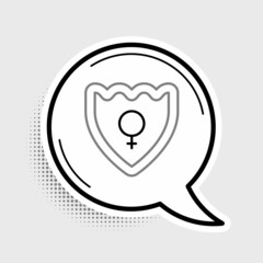 Line Gender shield, Female icon isolated on grey background. Colorful outline concept. Vector