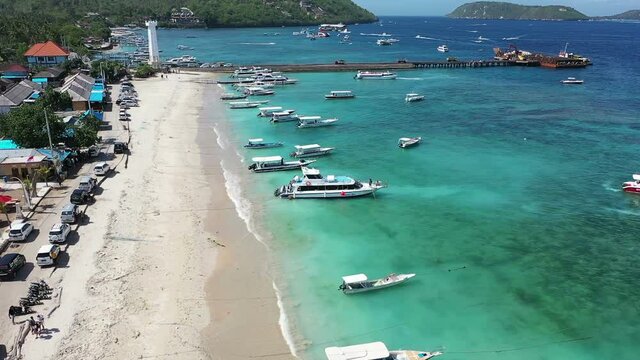 Aerial from Toya Pakeh Harbour Nusa Penida Bali Indonesia