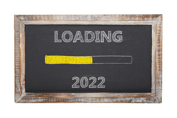 Blackboard with the message 2021 - 2022 loading