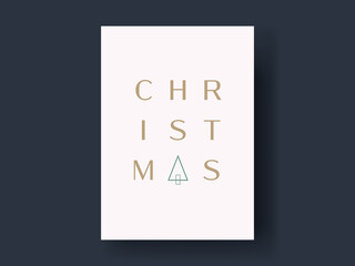 Minimal design christmas card template with creative typography.