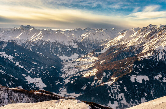 Winter landscape - Panorama of the ski resort Tirol, Austria