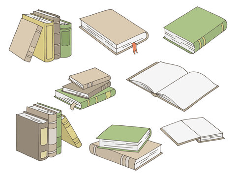 Books set graphic color isolated sketch illustration vector 