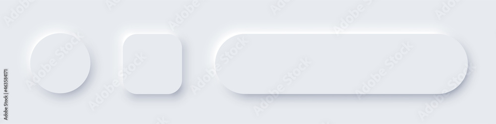Poster Neumorphism button design set, slider element for website, mobile app menu and navigation