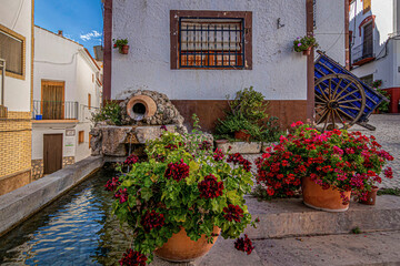 Tipical street in Castril. Town square in the Andalucia community, Granada, Spain