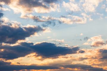 dramatic sky at sunset. beautiful cloud formations in evening light