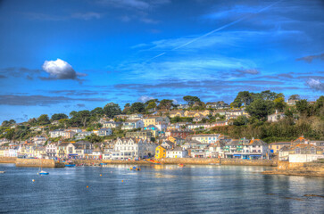 St Mawes Cornwall coast town and harbour Roseland Peninsula England UK colourful HDR