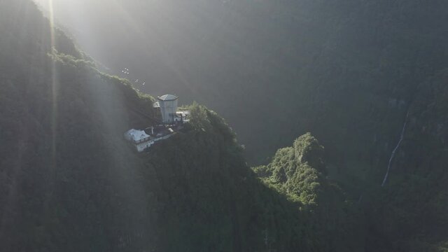 Aerial view of Hydroelectric Power Plant near Takamaka, Saint Benoit, Reunion.