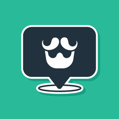 Blue Barbershop icon isolated on green background. Hairdresser logo or signboard. Vector