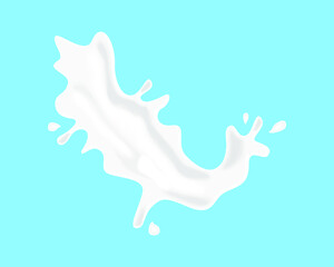 Splash of milk or cream isolated on a blue background