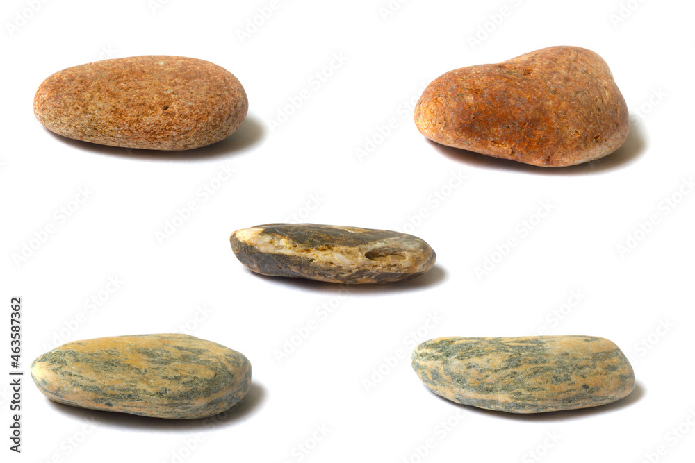 Poster a set of stones with a shadow isolated on a white background
