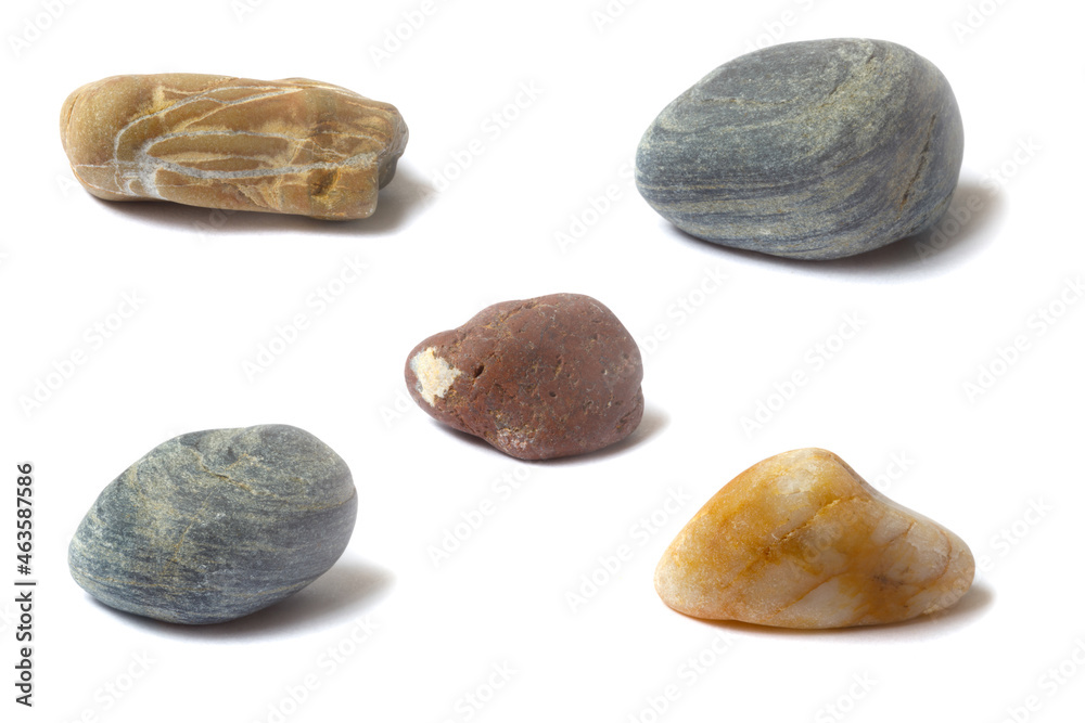 Poster a set of stones with a shadow isolated on a white background