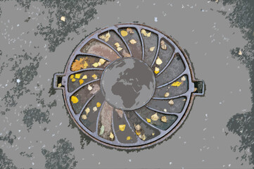 Application on the theme of the sewer manhole and planet earth