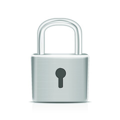 Steel lock isolated on a white background. 3D rendering