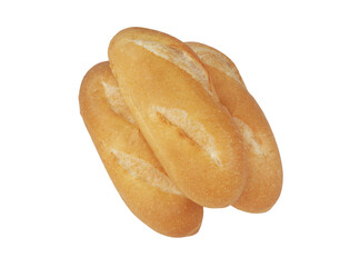 Fresh wheat bread isolated on white background	