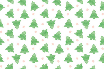 Seamless pattern of Christmas tree on white surface	