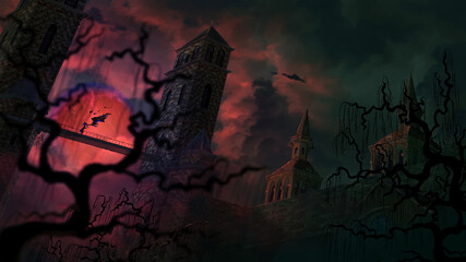 2,445 Halloween Illustration Awesome Wall Murals - Canvas Prints 