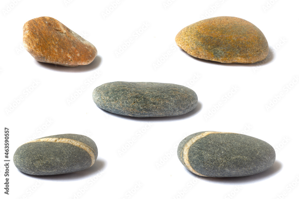 Poster a set of stones with a shadow isolated on a white background