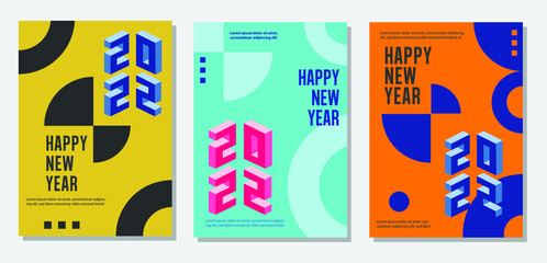 Set of creative concept logo design of 2022 Happy New Year posters. Cover templates, banners.