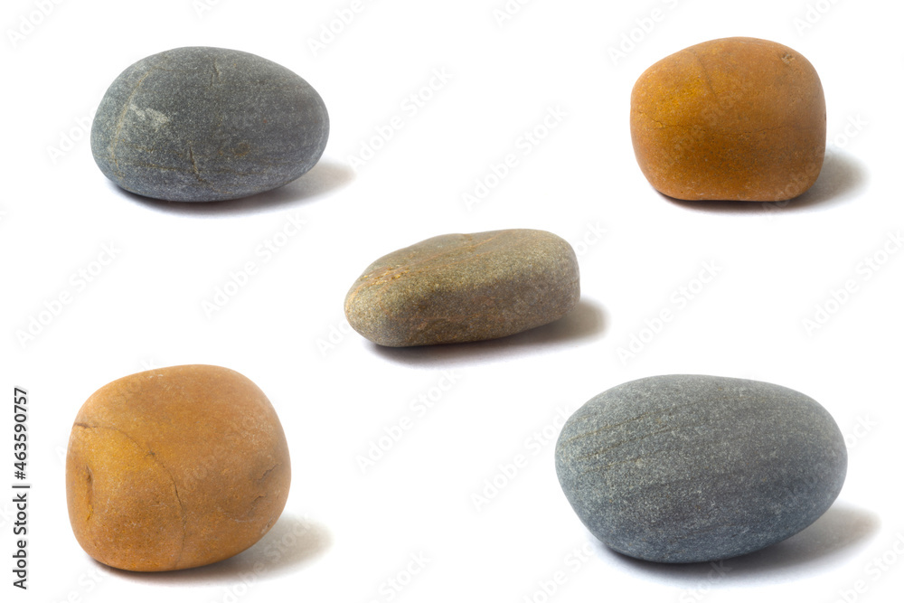 Poster a set of stones with a shadow isolated on a white background