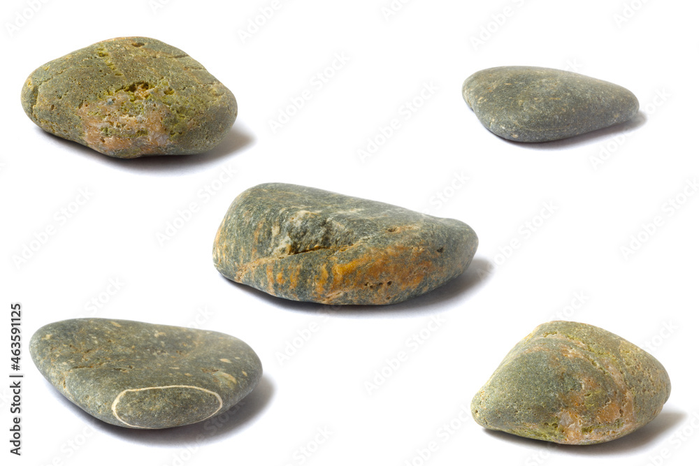 Poster a set of stones with a shadow isolated on a white background