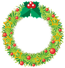 Christmas wreath with red holly