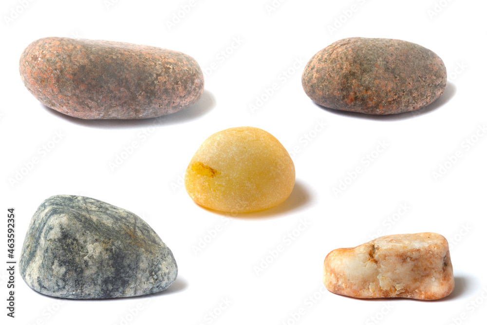 Aufkleber a set of stones with a shadow isolated on a white background