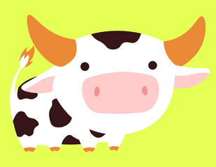 Cow cute cartoon animal vector isolated colorful illustration