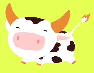 Cow cute cartoon animal vector isolated colorful illustration