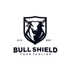 Shield Bull Logo Design Vector Illustration Template Idea