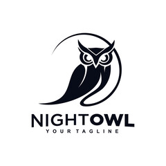 Night Owl Logo Design Template Inspiration idea
