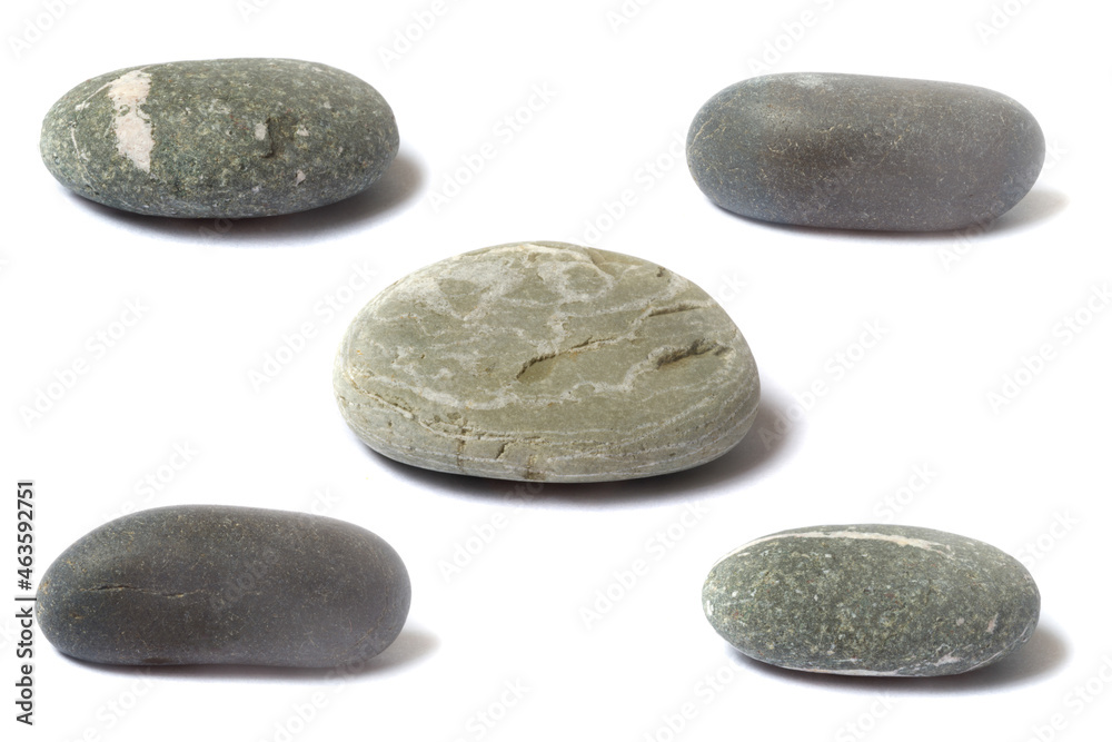 Poster a set of stones with a shadow isolated on a white background
