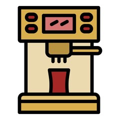 Coffee machine front icon. Outline coffee machine front vector icon color flat isolated