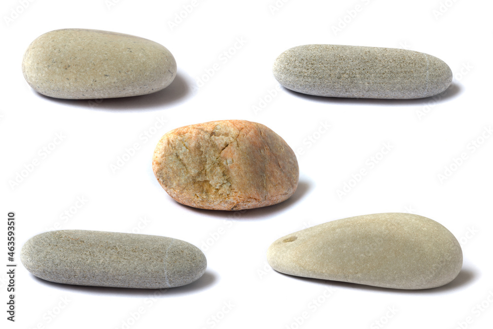 Poster a set of stones with a shadow isolated on a white background