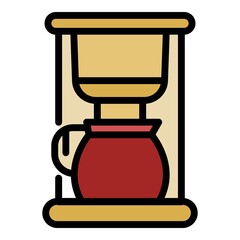 Domestic coffee machine icon. Outline domestic coffee machine vector icon color flat isolated