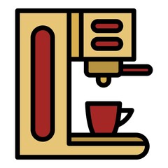 Office coffee machine icon. Outline office coffee machine vector icon color flat isolated