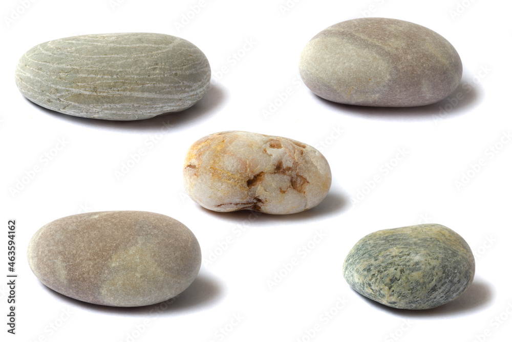 Poster a set of stones with a shadow isolated on a white background
