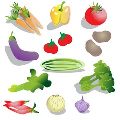 Vegetable Sign and Icon Vector Illustration