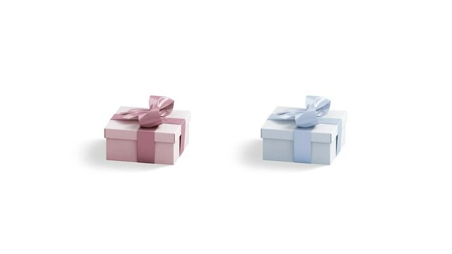 Blank pink and blue gift box mock up, looped rotation